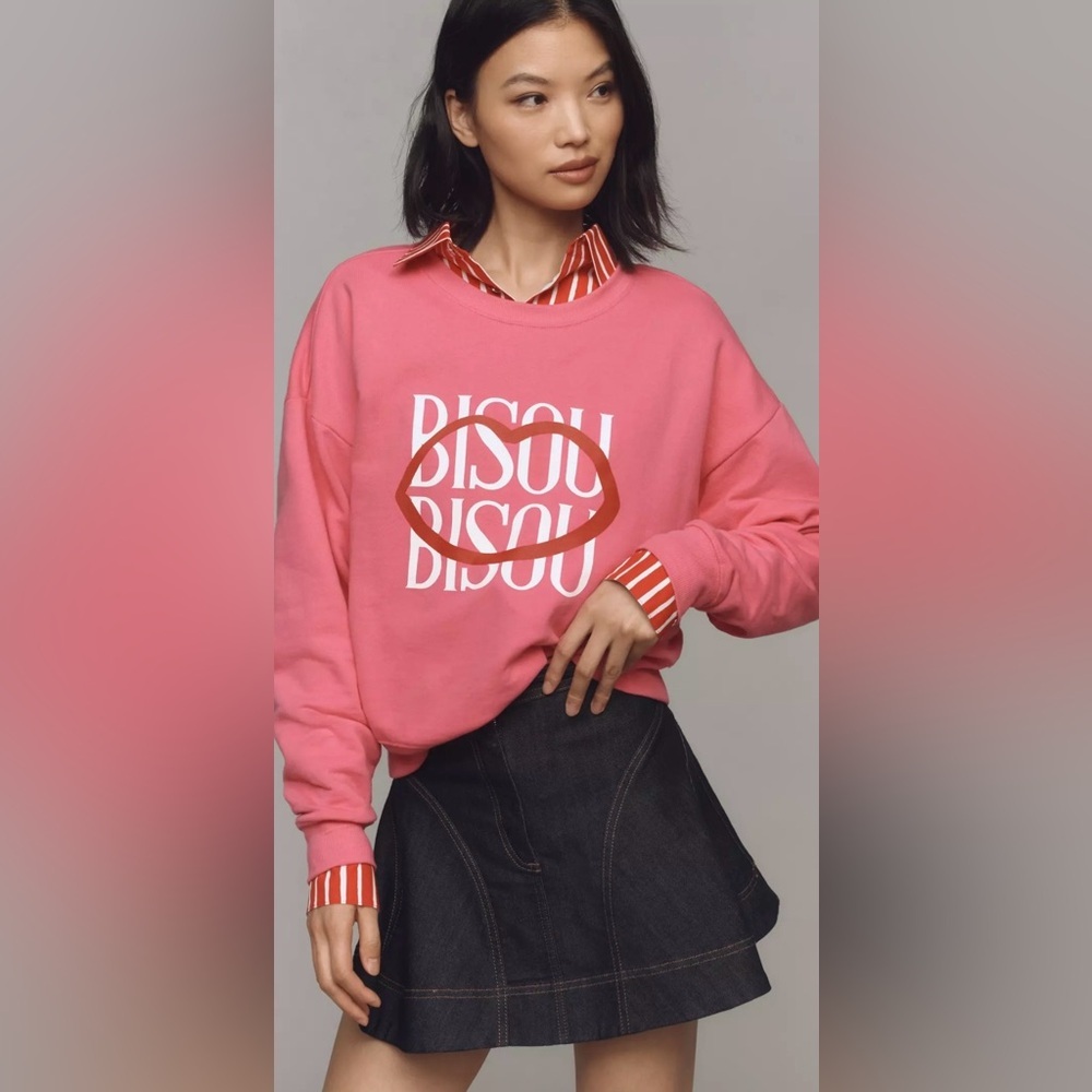 Maeve by Anthropologie Sweatshirt Jordan Nickson Bisou Bisou Pink Size Medium